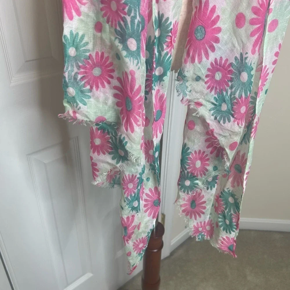 Charming Charlie Pink Flower Summer Scarf One Size